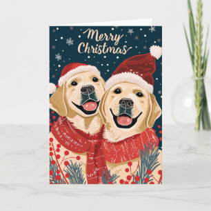 Cartes Pour Fêtes Annuelles Deux Labrador Joyeux Noël Personnalisé