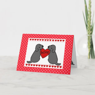 Cartes Pour Fêtes Annuelles Deux Labradors Noirs avec Dessin Amour