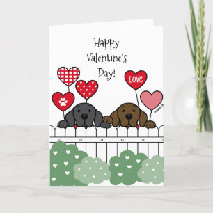 Cartes Pour Fêtes Annuelles Deux Labradors regardent les dessins de Valentine