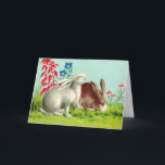 Cartes Pour Fêtes Annuelles Deux lapins<br><div class="desc">Deux lapins,  art vintage.</div>