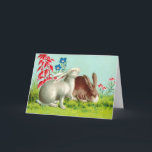 Cartes Pour Fêtes Annuelles Deux lapins<br><div class="desc">Deux lapins,  art vintage.</div>