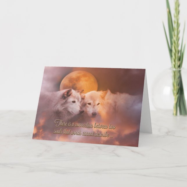 Cartes Pour Fêtes Annuelles Deux loups Valentine's Day Soul Mate Card (Devant)