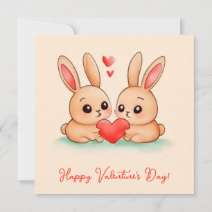 Cartes Pour Fêtes Annuelles Deux mignons lapins avec le coeur.