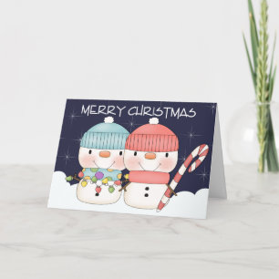 Cartes Pour Fêtes Annuelles Deux mignons Snowman Couple Noël