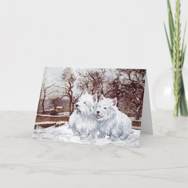 Cartes Pour Fêtes Annuelles Deux Occidentaux en hiver (Devant)