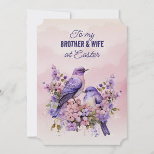Cartes Pour Fêtes Annuelles Deux oiseaux pourpres Fleurs de printemps Frère Fe