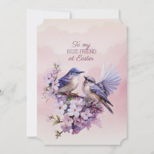 Cartes Pour Fêtes Annuelles Deux oiseaux violets Fleurs de printemps Meilleur