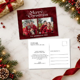 Cartes Pour Fêtes Annuelles Deux Photo Classique Rouge Velours Joyeux Noël