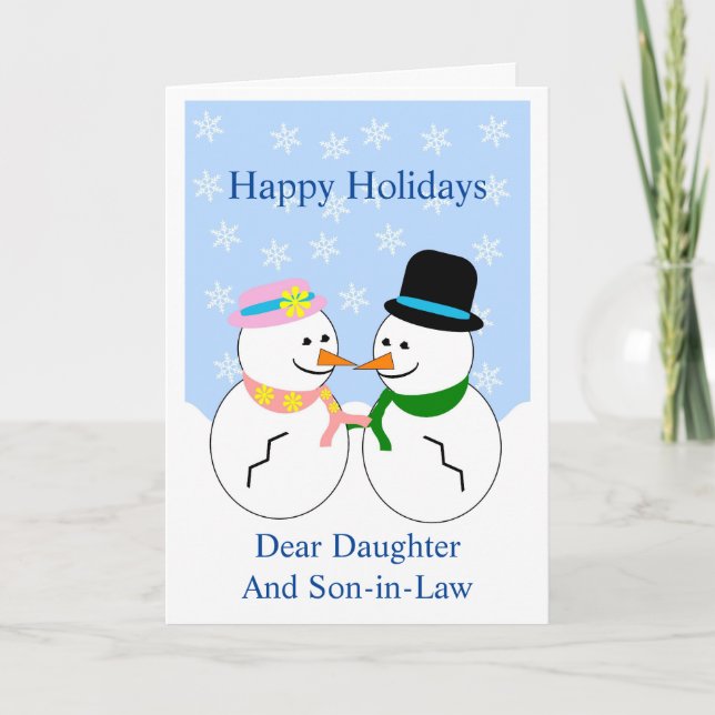 Cartes Pour Fêtes Annuelles Deux Snowmen Fille Et Fils De Droit Noël (Devant)