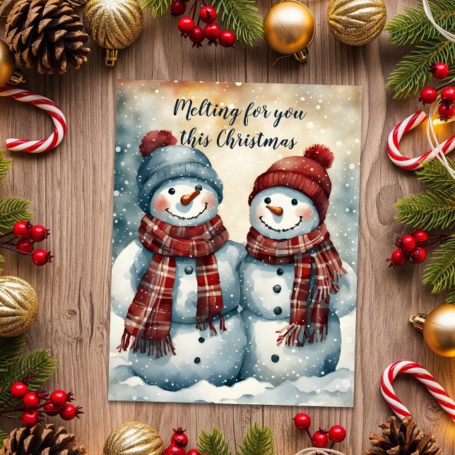 Cartes Pour Fêtes Annuelles Deux Snowmen qui fondent pour vous ce Noël (Créateur téléchargé)