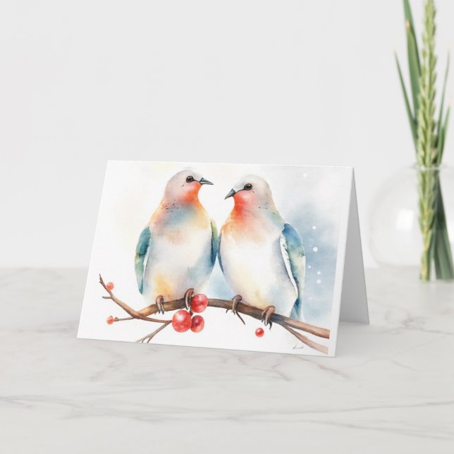 Cartes Pour Fêtes Annuelles Deux tourterelles (Devant)