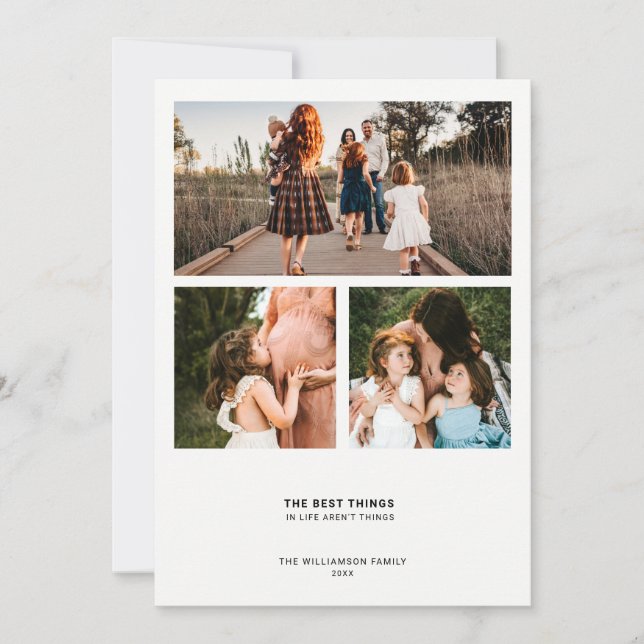 Cartes Pour Fêtes Annuelles Devis minimal moderne | Collage photo simple 3 (Devant)