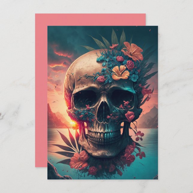 Cartes Pour Fêtes Annuelles Dia de los Muertos (Devant / Derrière)