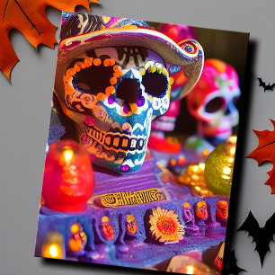 Cartes Pour Fêtes Annuelles Dia De Los Muertos Peint Mexique Calavera Display