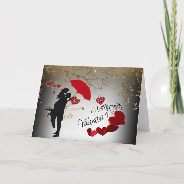 Cartes Pour Fêtes Annuelles día San Valentín de pareja y corazones  (Devant)