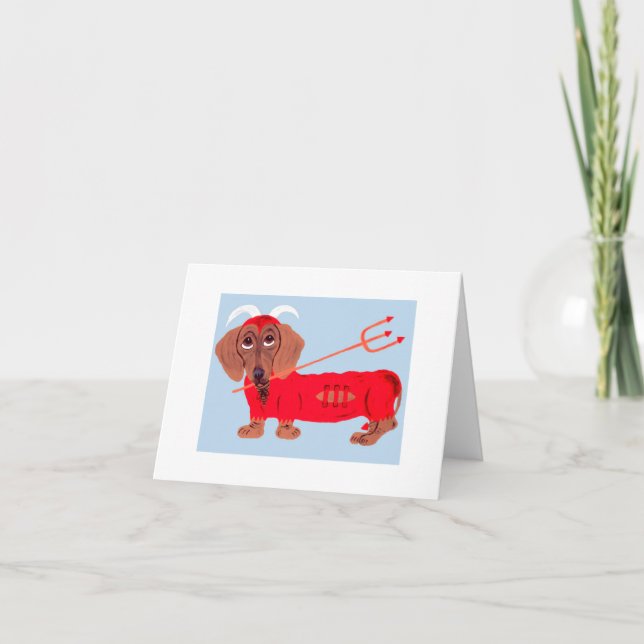 Cartes Pour Fêtes Annuelles Diable Dachshund (Devant)
