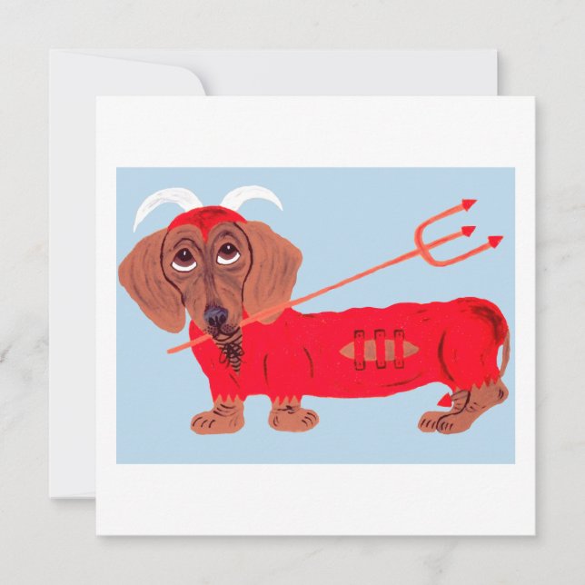Cartes Pour Fêtes Annuelles Diable Dachshund (Devant)