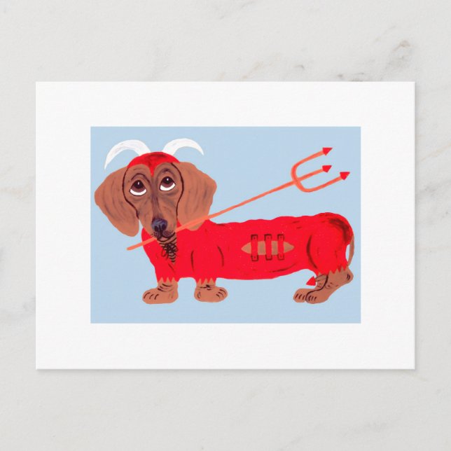 Cartes Pour Fêtes Annuelles Diable Dachshund (Devant)