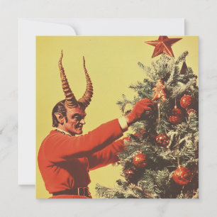 Cartes Pour Fêtes Annuelles Diable décore l'arbre