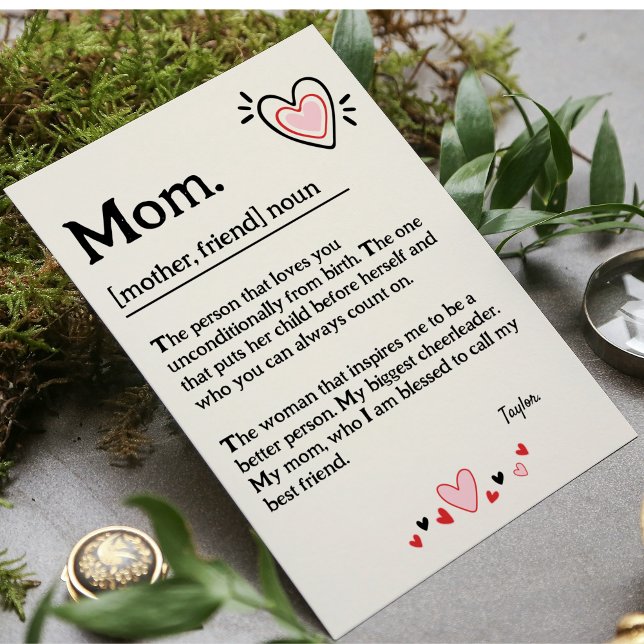 Cartes Pour Fêtes Annuelles Dictionnaire Maman Cœur Fête des Mères (Cute Heart Mom Dictionary Mother's Day Coffee Mug)