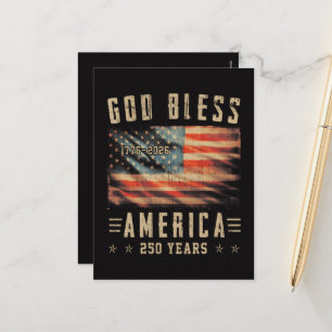 Cartes Pour Fêtes Annuelles Dieu Bénisse l'Amérique 250 Ans 1776-2026
