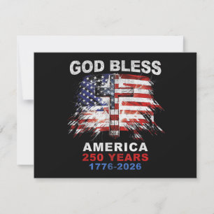 Cartes Pour Fêtes Annuelles Dieu Bénisse l'Amérique 250 Ans 1776-2026 Cr Chrét