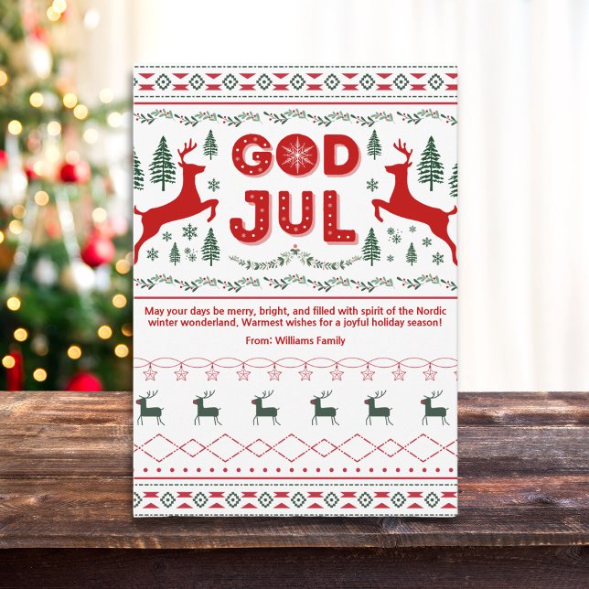 Cartes Pour Fêtes Annuelles Dieu Jul Motif scandinave Noël Salutation (Créateur téléchargé)