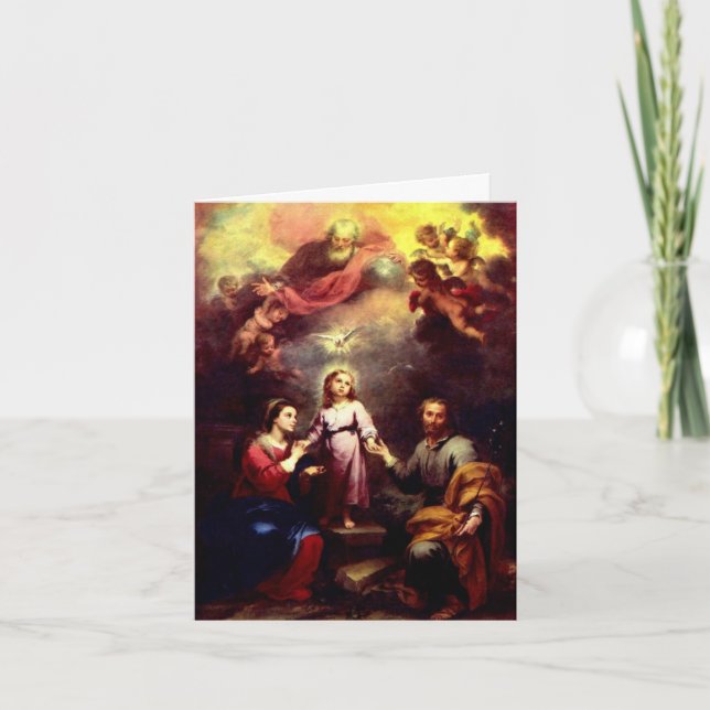 Cartes Pour Fêtes Annuelles Dieu, L'Esprit Saint, Marie, Bébé Jésus & Joseph (Devant)