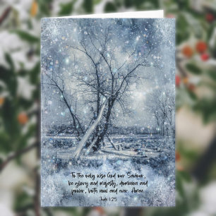 Cartes Pour Fêtes Annuelles Dieu Notre Sauveur Écriture Snowy Trees Noël