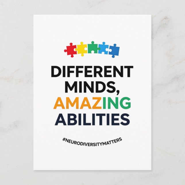 Cartes Pour Fêtes Annuelles Different Minds Amazing Abilities Awareness Art (Devant)