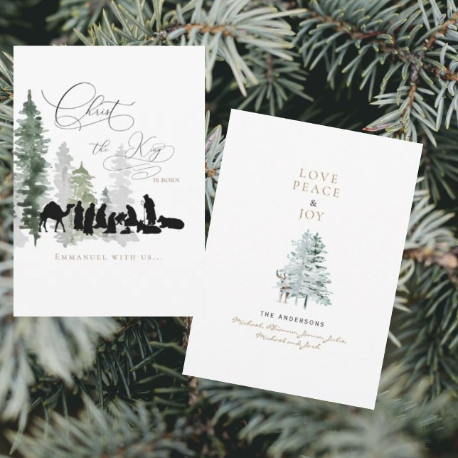 Cartes Pour Fêtes Annuelles Digital Christ le roi est né Navity Noël (Créateur téléchargé)