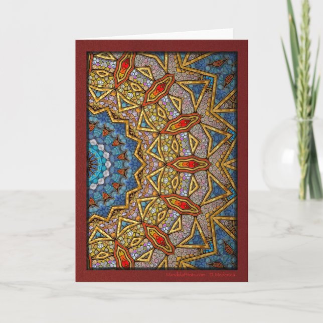 Cartes Pour Fêtes Annuelles Digital Maroon Mandala (Devant)