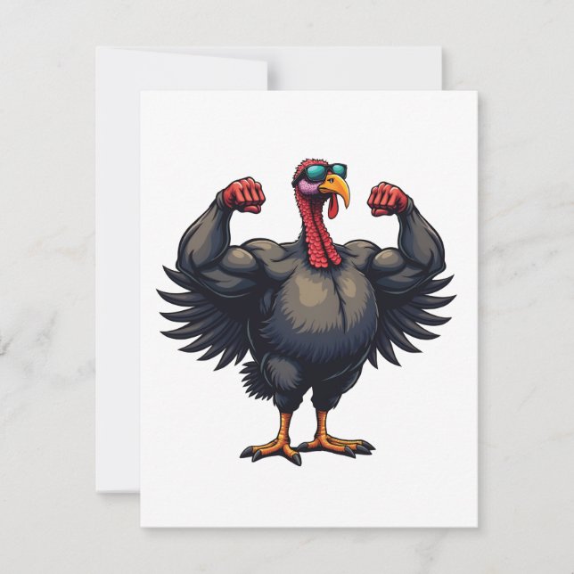 Cartes Pour Fêtes Annuelles Dinde Bodybuilding Jour de Thanksgiving Salle de S (Devant)