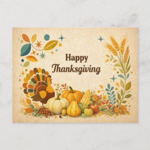 Cartes Pour Fêtes Annuelles Dinde de Thanksgiving de récolte moderne du milieu