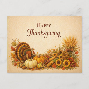 Cartes Pour Fêtes Annuelles Dinde de Thanksgiving de récolte rustique classiqu