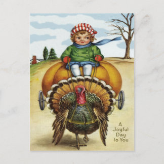 Cartes Pour Fêtes Annuelles Dinde de Thanksgiving Garçon à Cheval sur une Citr