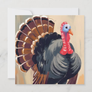 Cartes Pour Fêtes Annuelles Dinde de Thanksgiving   Joyeux Thanksgiving peint