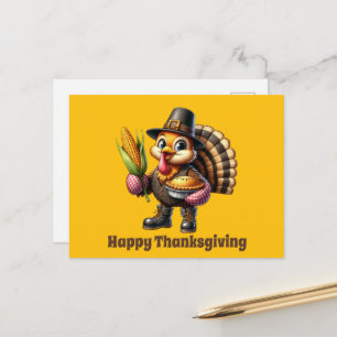 Cartes Pour Fêtes Annuelles Dinde de Thanksgiving mignonne personnalisable