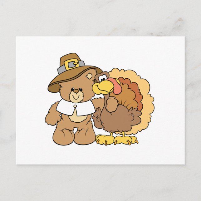 Cartes Pour Fêtes Annuelles dinde de thanksgiving ours en peluche design (Devant)
