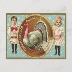 Cartes Pour Fêtes Annuelles Dinde de Thanksgiving patriotique enfants étoiles