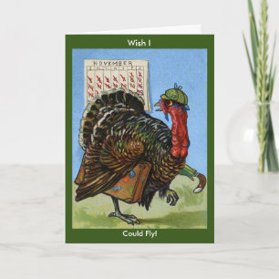 Cartes Pour Fêtes Annuelles Dinde de Thanksgiving Vintage J'aimerais pouvoir v