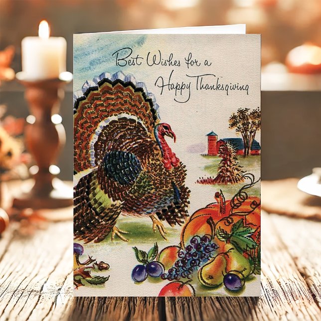 Cartes Pour Fêtes Annuelles Dinde vintage Joyeux Thanksgiving (Créateur téléchargé)