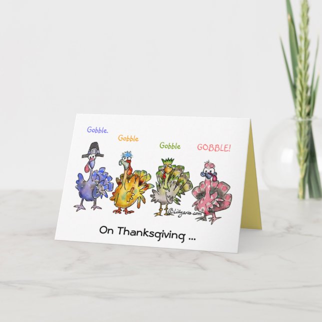 Cartes Pour Fêtes Annuelles Dindes drôles de thanksgiving de bande dessinée (Devant)