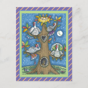 CARTES POUR FÊTES ANNUELLES DINDON ARBRE, ACTION DE GRÂCES DRÔLES DE PERCHÉS