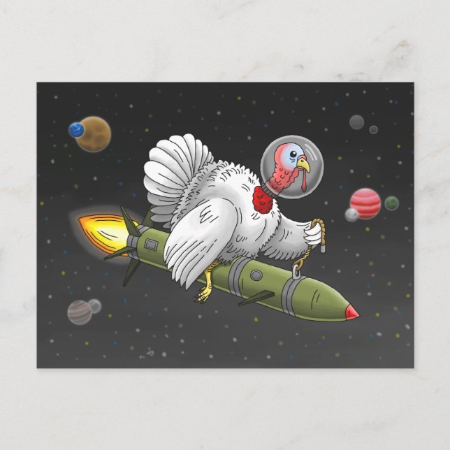 Cartes Pour Fêtes Annuelles Dindon de fusée de Thanksgiving (Devant)