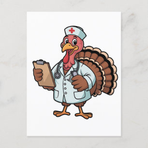 Cartes Pour Fêtes Annuelles Dindon sur un infirmière en tenue de travail de Th