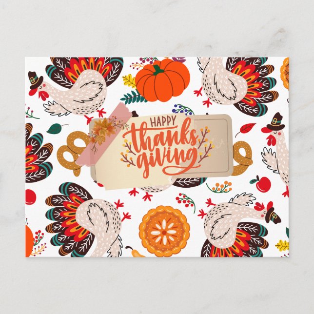 Cartes Pour Fêtes Annuelles Dindons bons thanksgivings et Citrouilles (Devant)