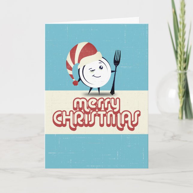 Cartes Pour Fêtes Annuelles Dîner assiette cuisine chef de Noël restaurant de  (Devant)