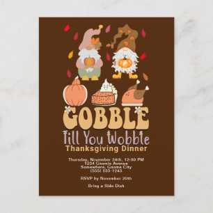 Cartes Pour Fêtes Annuelles Dîner d'action de grâce Gnomes Gobble Citation
