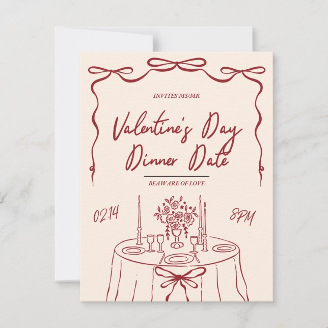 Cartes Pour Fêtes Annuelles Dîner de la Saint-Valentin (Devant)